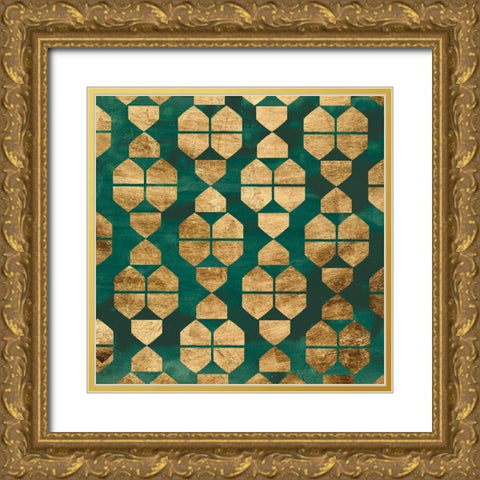 Tile Tableau IV Gold Ornate Wood Framed Art Print with Double Matting by Vess, June Erica