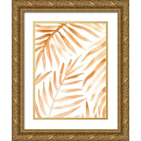 Rattan Leaves I Gold Ornate Wood Framed Art Print with Double Matting by Borges, Victoria