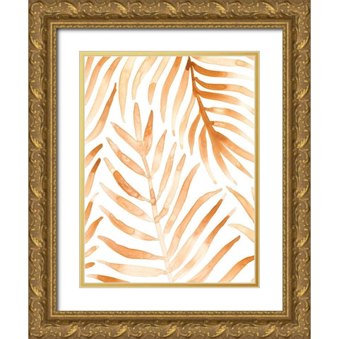 Rattan Leaves II Gold Ornate Wood Framed Art Print with Double Matting by Borges, Victoria