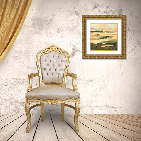 Golden Farmland II Gold Ornate Wood Framed Art Print with Double Matting by Borges, Victoria