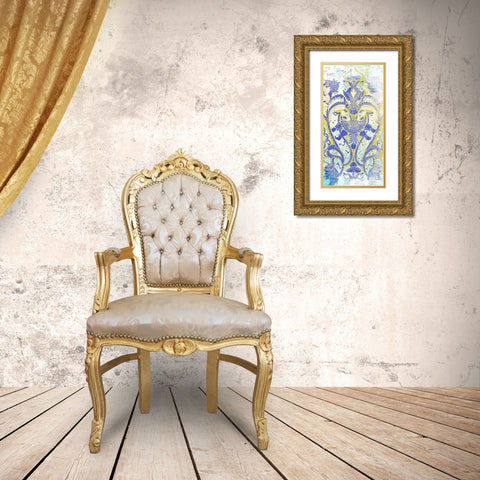 Textile Offset III Gold Ornate Wood Framed Art Print with Double Matting by Vess, June Erica