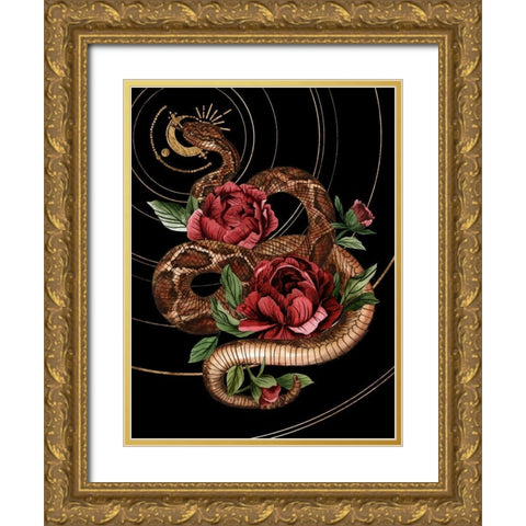 Burn and Shine IV Gold Ornate Wood Framed Art Print with Double Matting by Wang, Melissa