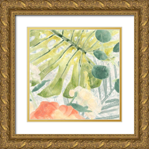 Palm Garden I Gold Ornate Wood Framed Art Print with Double Matting by Vess, June Erica
