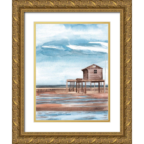 Along the Shoreline I Gold Ornate Wood Framed Art Print with Double Matting by Wang, Melissa