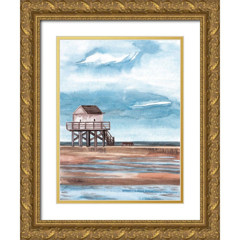 Along the Shoreline II Gold Ornate Wood Framed Art Print with Double Matting by Wang, Melissa