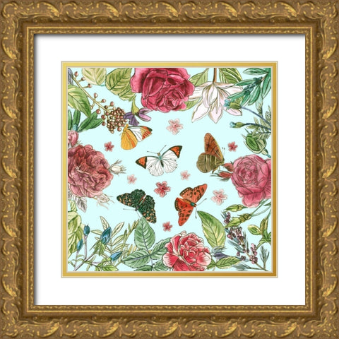 Circular Butterfly I Gold Ornate Wood Framed Art Print with Double Matting by Wang, Melissa