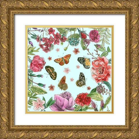 Circular Butterfly II Gold Ornate Wood Framed Art Print with Double Matting by Wang, Melissa