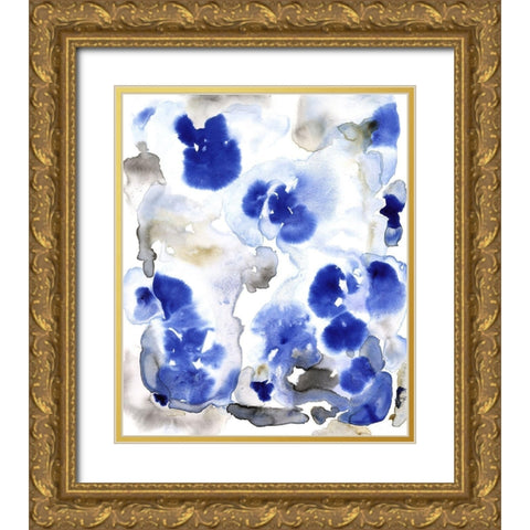 Blue Pansies I Gold Ornate Wood Framed Art Print with Double Matting by OToole, Tim