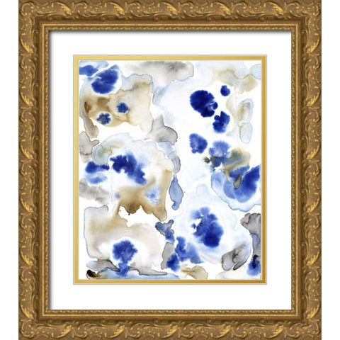 Blue Pansies II Gold Ornate Wood Framed Art Print with Double Matting by OToole, Tim