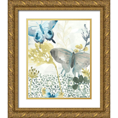 Butterfly Concerto I Gold Ornate Wood Framed Art Print with Double Matting by Vess, June Erica