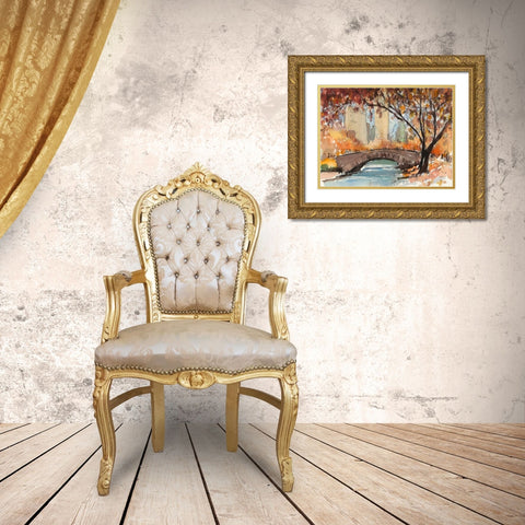 Autumn in New York - Study I Gold Ornate Wood Framed Art Print with Double Matting by Dixon, Samuel