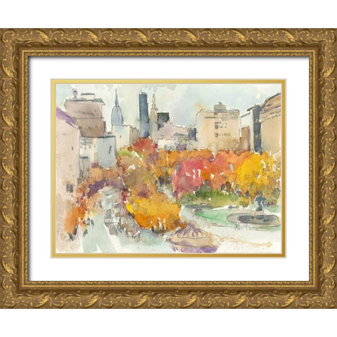 Autumn in New York - Study III Gold Ornate Wood Framed Art Print with Double Matting by Dixon, Samuel