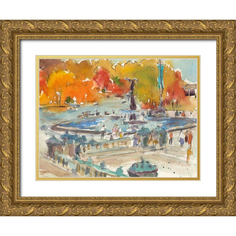 Autumn in New York - Study IV Gold Ornate Wood Framed Art Print with Double Matting by Dixon, Samuel