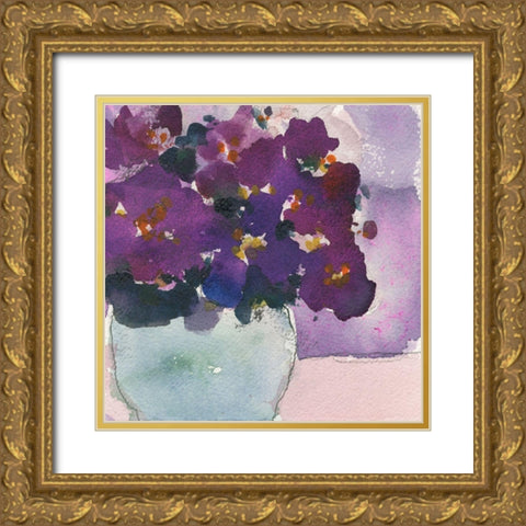 African Violet II Gold Ornate Wood Framed Art Print with Double Matting by Dixon, Samuel