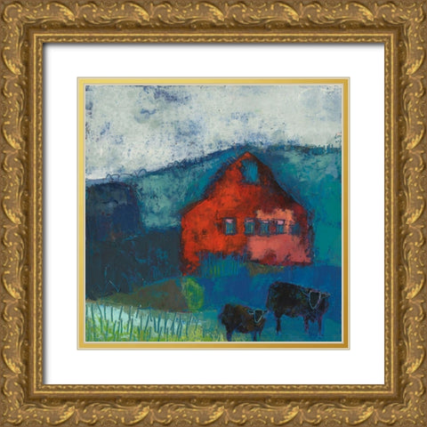 Bremen Bluff Barn Gold Ornate Wood Framed Art Print with Double Matting by Jachimiec, Sue