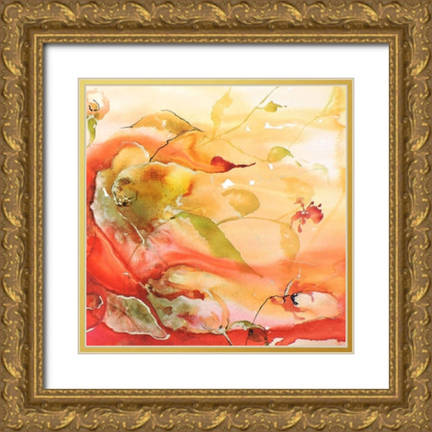 En Naranjas II Gold Ornate Wood Framed Art Print with Double Matting by Herrera, Leticia
