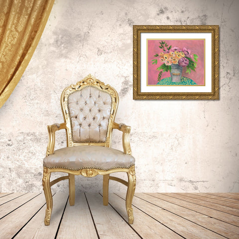 Sunny Bouquet I Gold Ornate Wood Framed Art Print with Double Matting by Moore, Regina