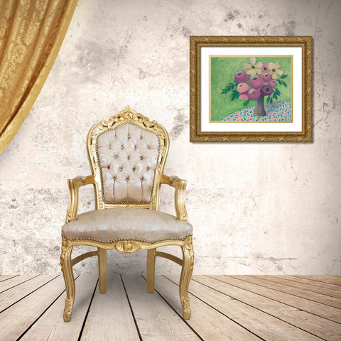 Sunny Bouquet II Gold Ornate Wood Framed Art Print with Double Matting by Moore, Regina