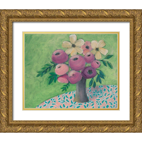 Sunny Bouquet II Gold Ornate Wood Framed Art Print with Double Matting by Moore, Regina