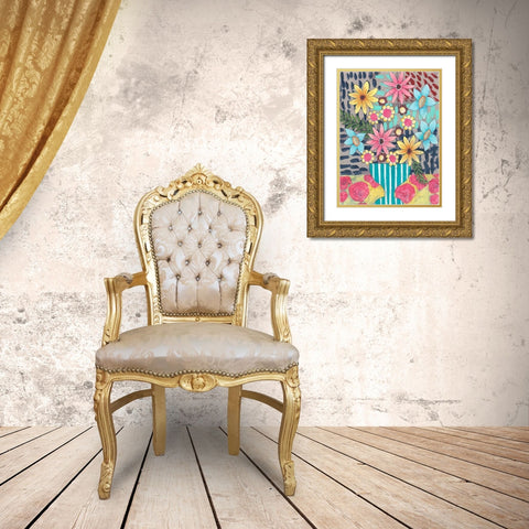 Floral Surprise I Gold Ornate Wood Framed Art Print with Double Matting by Moore, Regina