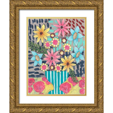 Floral Surprise I Gold Ornate Wood Framed Art Print with Double Matting by Moore, Regina