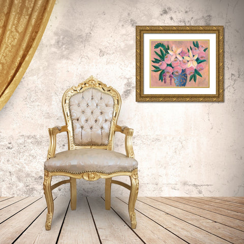 Floral Dujour I Gold Ornate Wood Framed Art Print with Double Matting by Moore, Regina