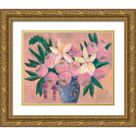 Floral Dujour I Gold Ornate Wood Framed Art Print with Double Matting by Moore, Regina