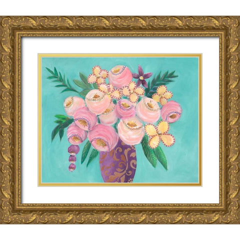 Floral Dujour II Gold Ornate Wood Framed Art Print with Double Matting by Moore, Regina