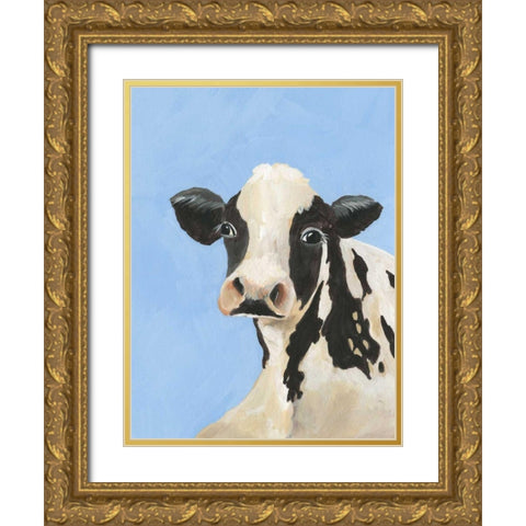 Cow-don Bleu III Gold Ornate Wood Framed Art Print with Double Matting by Moore, Regina