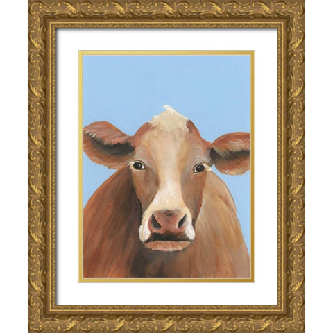 Cow-don Bleu IV Gold Ornate Wood Framed Art Print with Double Matting by Moore, Regina