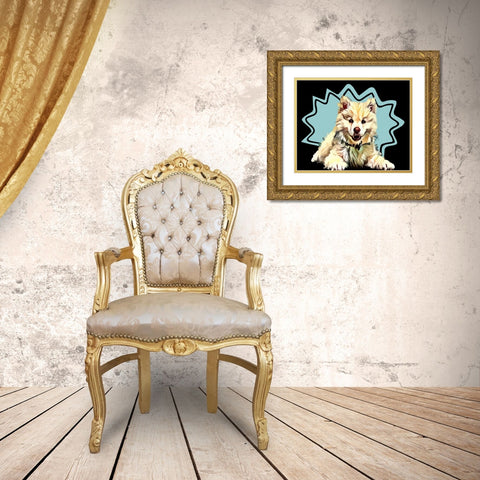 Pop Dog IV Gold Ornate Wood Framed Art Print with Double Matting by Curinga, Kim
