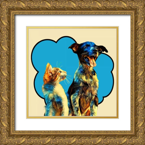 Pop Dog IX Gold Ornate Wood Framed Art Print with Double Matting by Curinga, Kim