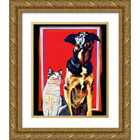 Pop Dog XV Gold Ornate Wood Framed Art Print with Double Matting by Curinga, Kim