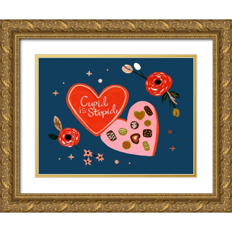 Happy Galentine II Gold Ornate Wood Framed Art Print with Double Matting by Wang, Melissa