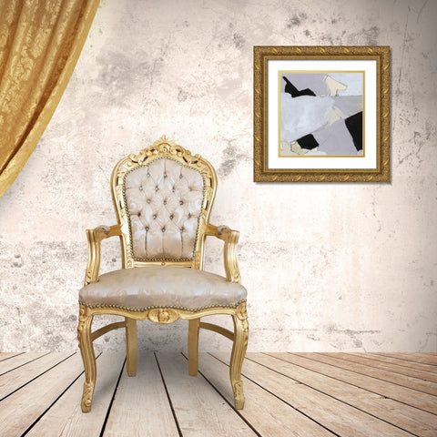 Grey Landscape V Gold Ornate Wood Framed Art Print with Double Matting by Bellissimo Art