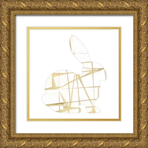 Geometric Rabbit II Gold Ornate Wood Framed Art Print with Double Matting by Goldberger, Jennifer