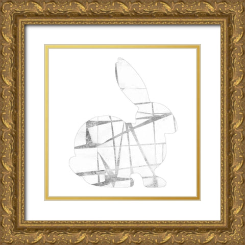 Geometric Rabbit in Silver II Gold Ornate Wood Framed Art Print with Double Matting by Goldberger, Jennifer