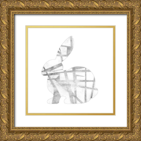 Geometric Rabbit in Silver III Gold Ornate Wood Framed Art Print with Double Matting by Goldberger, Jennifer
