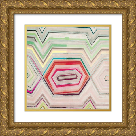 Aqua Zig Zag IV Gold Ornate Wood Framed Art Print with Double Matting by Bellissimo Art