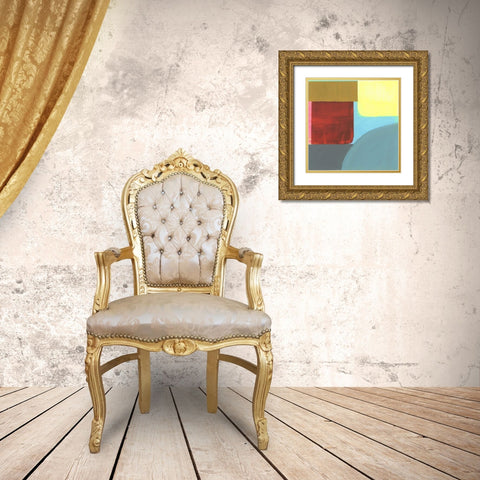 Blue Neons I Gold Ornate Wood Framed Art Print with Double Matting by Bellissimo Art