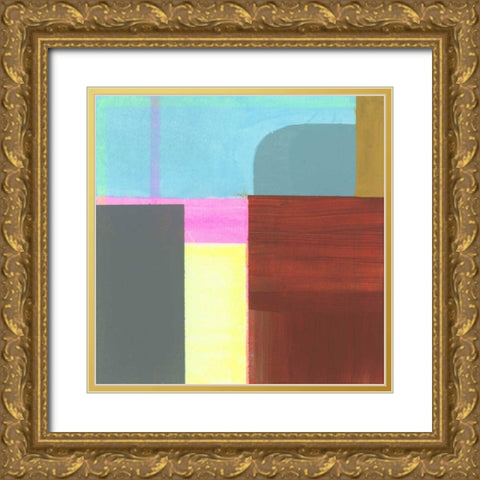 Blue Neons V Gold Ornate Wood Framed Art Print with Double Matting by Bellissimo Art