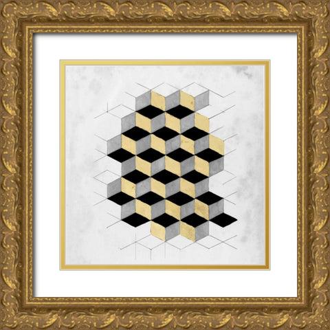 Gilt Geometry II Gold Ornate Wood Framed Art Print with Double Matting by McCavitt, Naomi