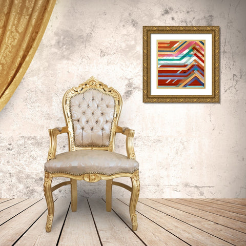 Zig Zag V Gold Ornate Wood Framed Art Print with Double Matting by Bellissimo Art