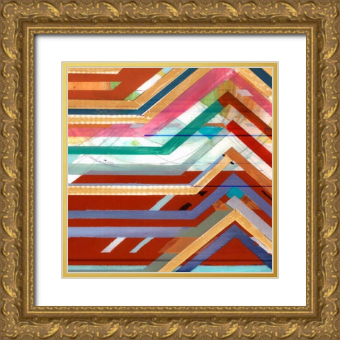 Zig Zag V Gold Ornate Wood Framed Art Print with Double Matting by Bellissimo Art