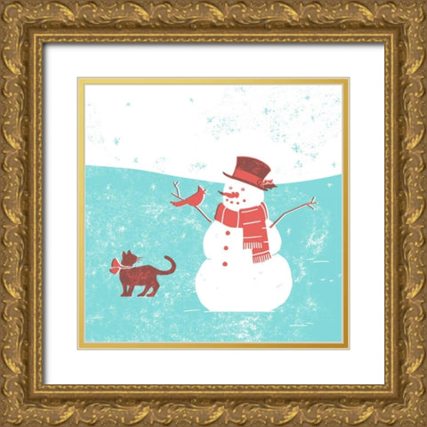 Mid-Century Christmas II Gold Ornate Wood Framed Art Print with Double Matting by Green, Jacob
