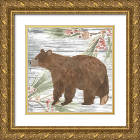 Pinecone Lodge IV Gold Ornate Wood Framed Art Print with Double Matting by Vess, June Erica