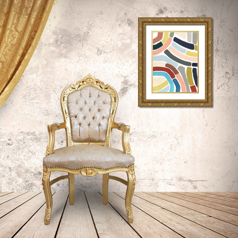 Mosaic Curve I Gold Ornate Wood Framed Art Print with Double Matting by Vess, June Erica