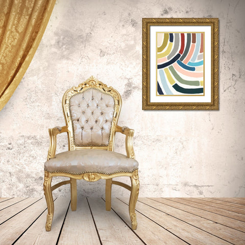 Mosaic Curve II Gold Ornate Wood Framed Art Print with Double Matting by Vess, June Erica