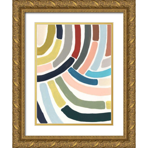 Mosaic Curve II Gold Ornate Wood Framed Art Print with Double Matting by Vess, June Erica