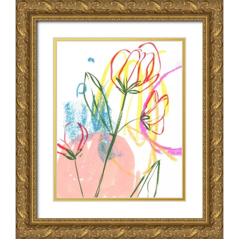 Tulip Formation I Gold Ornate Wood Framed Art Print with Double Matting by Wang, Melissa